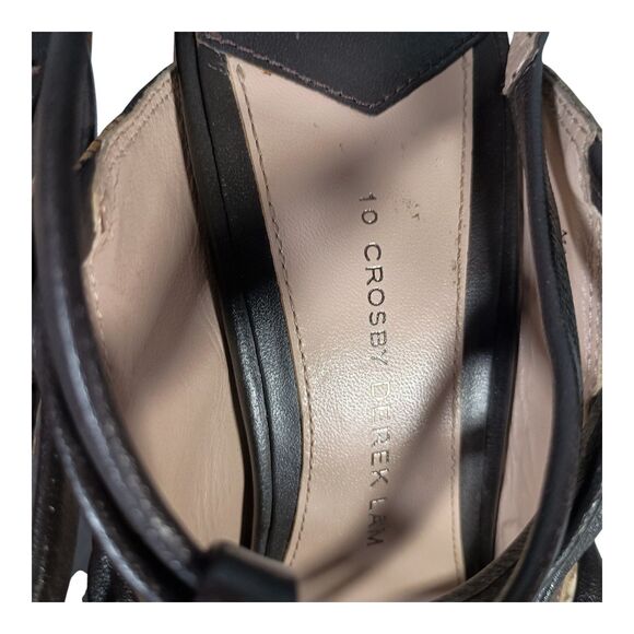 10 Crosby Derek Lam Pumps Shoes Heels Strappy Animal Pring Open Toe Womens 10 - Picture 5 of 10